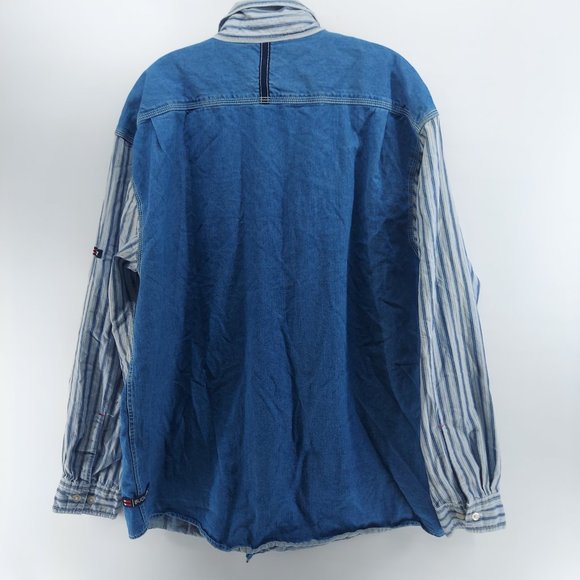 vintage bugle boy denim chambray button down shirt size large - Picture 8 of 10
